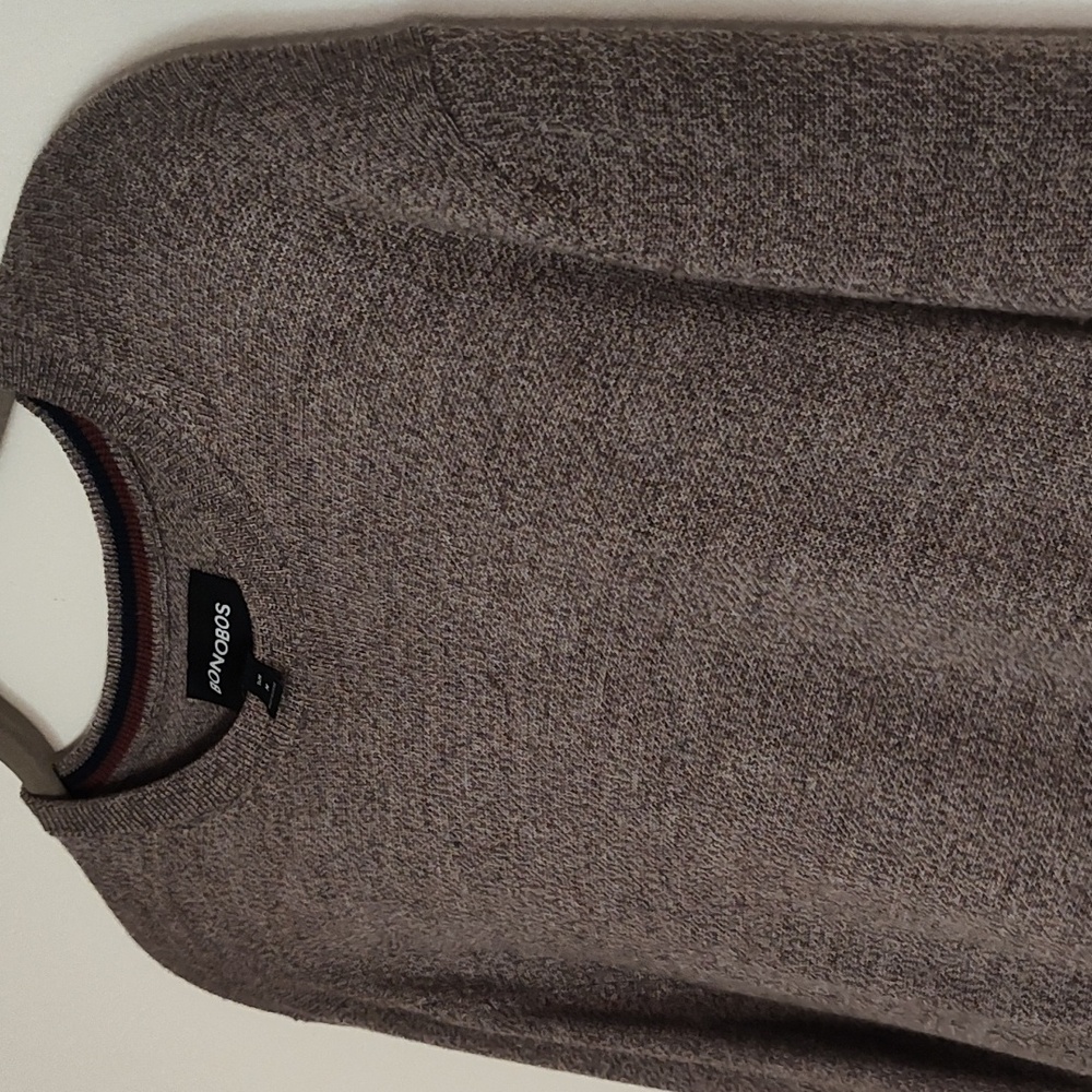 Bonobos Men's Medium Slim Fit Size Brown Marino Wool Crewneck Sweater